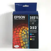 3/2027 Epson 252XL/252 Black/Tri-Color Ink Cartridge 4 Pack Genuine Original OEM