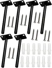 6PCS Floating Shelf Bracket Set, Hidden Brackets for Floating Wood Shelves, Concealed Blind Retro Wall Mounted Shelf Supports Solid Steel Floating Shelf Bracket with Steel Screws Drywall Anchors