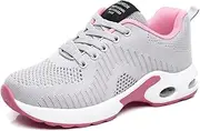 [HOBTEC] Trainers for Women Running Shoes Arch Support Memory Foam Non Slip Gym Sneakers Lace-up Comfortable Breathable Mesh Work Shoes