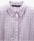 Zara Cropped Shoulder Pad Poplin Shirt, Pastel Mauve, Size Medium, NWT