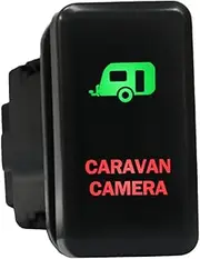 12V 3A ON-OFF Push Switch 8C43GR Laser etched CARAVAN CAMERA dual LEDs in GREEN RED For Toyota Hilux LandCruiser 70 100 Kluger Prado 120 HiAce FJ Cruiser and more
