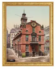The Old State House in Boston Photograph in a Aged Gold Frame