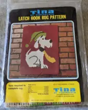 Vintage 60's "Fido" Dog Latch Hook Rug Pattern Canvas Tina of California NEW