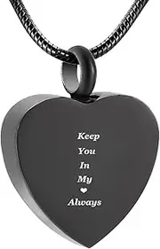 KETIME Keep You in My Heart Always Cremation Jewelry Pendant Urn Memorial Keepsake for Ashes Memorial Jewelry Fill Ash Urns for Dog/Cat