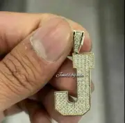 Real Iced D/VVS Moissanite Customize Any Initial Letter Charm Pendant 925 Silver