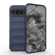 For Google Pixel 9 Pro XL 5G Case, Wavy Durable TPU Flannel Cover, Dark Blue