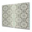 Glass Induction Ceramic Hob Cover Royal floral yellow and black design 2x30x52
