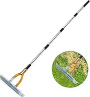 Thatch Rake for Lawns, Adjustable Lawn Dethatcher Rake, Thatching Rake for Lawns, Dethatching Rake, Thatcher Rake (Orange)