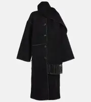 [Toteme] Toteme Embroidered wool-blend scarf coat AU 6 black