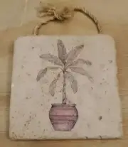 Rustic Italian Stone Tile 14cm Plants Garden Wall Art Leaf Tuscan Home