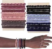 AIERSA 24 Pcs Oversize Bracelet Hair Ties for Women/Girls,Will Not Strangle The Wrist,Boho Hair Tie Bracelets,Cute Bracelet Ponytail Holders,No Damage Hair Elastics Band for Thick Hair Curly Hair
