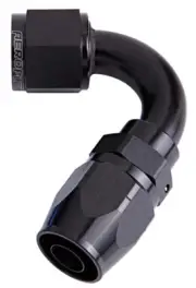 Aeroflow Alloy 120 Deg Hose End -8AN Black Cutter Style Full Swivel AF504-08BLK