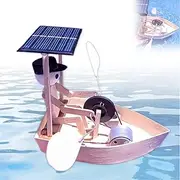 Solar-Powered Rowing Robot, Solar Toy Boat, Fun Rowing Boat Toy, Handmade Wooden Mini Solars Water Boats, Educational Water Play Robot for Ponds Gardens Yards Outdoor