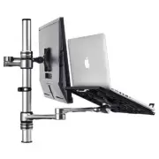 Atdec Notebook-Monitor Combo Mount on Post. Max load: 8kg . to 32" screens.