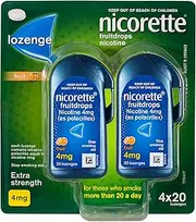 Nicorette Quit Smoking Extra Strength Nicotine Lozenge Fruitdrops 4 x 20 Pack