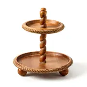 Pilbeam Living Wood 31cm Trentham 2 Tier Stand Home Decor Table Display Walnut