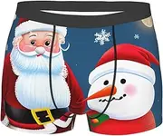 [FSCEV] Santa Claus And Snowman Men'S Boxer Briefs Regular Soft And Elastic Leggings Shorts Everyday Wear, Black, L
