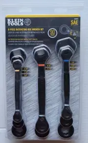 Klein Tools 69408G 90-Tooth Ratcheting Box Wrench Set, SAE,8 Pc. Black Matte