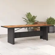 Acacia Wood Top Outdoor Dining Table, 240 cm, Patio Tables for Outside, Wooden, Metal Dining Tables, Solid, Extendable
