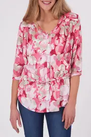 Full Bloom Linen Top--HAM-97319S1