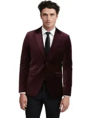 [Oxford] Blake Velvet Blazer in Merlot