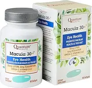 Quantum Health Macula 30+ Softgels, Eye Supplement, Macular Health - Lutein, Zeaxanthin, Vitamin C and E, Omega 3, Zinc - 60 Count