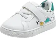 [Balabala] Toddler Boys Dinosaur Cartoon Shoes Hook and Loop Baby Sneakers, White