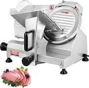 VEVOR Commercial Meat Slicer, 200W Electric Deli Food Slicer, 350-400RPM Meat Slicer with 8" Carbon Steel Blade, 0-0.47 inch Adjustable Thickness Electric Meat Slicer for Home and Commercial Use