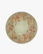 185' Round | Machine Washable Runner Rug | Kid & Pet Friendly | Indoor Rug | Sanderson Bird of Paradise Silver Fern Tufted Rug | Ruggable