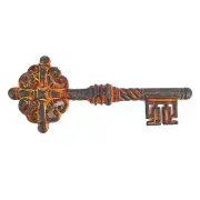 Rustic Orange Black Cast Iron Decorative Skeleton Jailers Key Love Celtic Cross