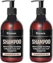 Blairsom Natural Smooth Anti Dandruff Shampoo Essential Oils Safe and Deeply Scalp Treatment，Superior Marine Collagen Hydrate and Moisturize Damaged Hair Restore Curls and Increase Volume and Shine/500mlx2…