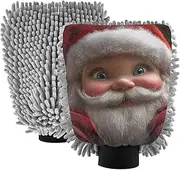 XYMZR Christmas Santa Claus Cute Absorbent Microfiber Car Wash Mitt, Funny Cute Anime Scratch Free for Cars Cleaning, Home Cleaning Mitts, 2 Pack, 10.24” L x 7.09” W