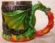 Tankard Goblet Mug Fire Breathing Dragon 12 ounce pour NEW Stainless Steel Inser