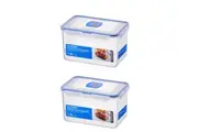 2x Locknlock 1.9L Airtight Classic Rect Food Storage Container Organiser Clear