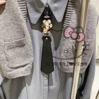 在飛比找蝦皮購物優惠-🔥✨台灣熱銷 金屬皮革領帶領結花新款朋克風金屬插扣免打脖子裝