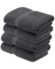 Superior Set of 4 Egyptian Cotton Plush Heavyweight Absorbent Luxury Soft Bath Towels