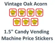 4 Bulk Vending Label Candy Machine PRICE Sticker ACORN OAK VINTAGE