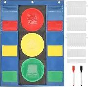 [RWWPJLLWHR] Classroom Behavior Chart Kit Versatile Practical Stoplight Behavior Pocket Chart Sturdy Behavioral Learning Tool Fit for Student(Blue)