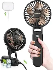 Funme® HandHeld Fan Exquisite, 3 IN 1 Power Bank Hand Fan, 2600 battery 5 speed LED Display, Portable powerful hand Rechargeable battery USB Fan for Girls Gift, Travel Fan Accessories for Women