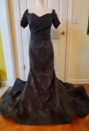 Anne Barge Black Label Off The Shoulder Black Evening Mermaid Gown Size 8