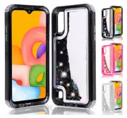 For Samsung Galaxy A01- Waterfall Glitter Liquid Transparent Cover Case