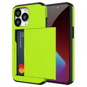ZUSLAB iPhone 14 Pro Max Case Slide Armor Card Holder Protective Shockproof Hard Back Cover For Apple (2022) - Green