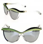 CHRISTIAN DIOR DEMOISELLE 1 Crystal Black Blue Green Asymmetrical Sunglasses