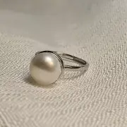 Large Freshwater Pearl Ring, Sterling Silver