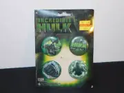 THE INCREDIBLE HULK 4 BUTTON SET MARVEL C&D VISIONARY INC. 2008 FACTORY SEALED