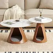 EKDJSN Coffee Table Set of 2, Nesting Table with Creative Pet Nest Design, High and Low Staggered Rock Center Table, for Small Spaces, Easy to Assemble(Orange)