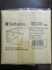 Verbatim CD DVD Blu-Ray Clear Slim Jewel Cases, 5.2 mm – 25 Pack New In Box