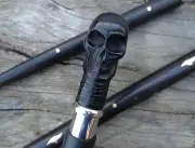 Skull Design Handle Brass Pipe Wooden Lathe Designer Walking Stick Vintage Cane