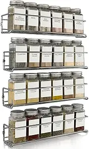 Gorgeous Spice Rack Organizer for Cabinets or Wall Mounts - Space Saving Set of 4 Hanging Racks - Perfect Seasoning Organizer for Your Kitchen Cabinet, Cupboard or Pantry Door