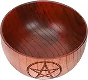 iplusmile 1Pc Delicate Wooden Offering Bowl for Home Decor Rice Bowl with Intricate Patterns for Altars and Table Centerpieces